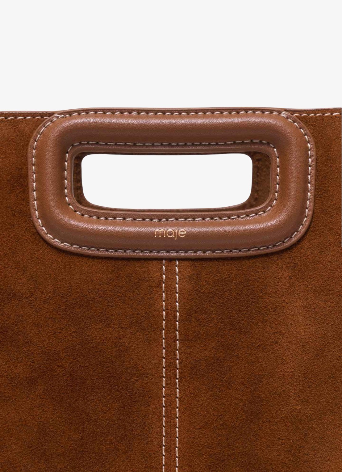 Maje Schoudertas van leer - detail bruin