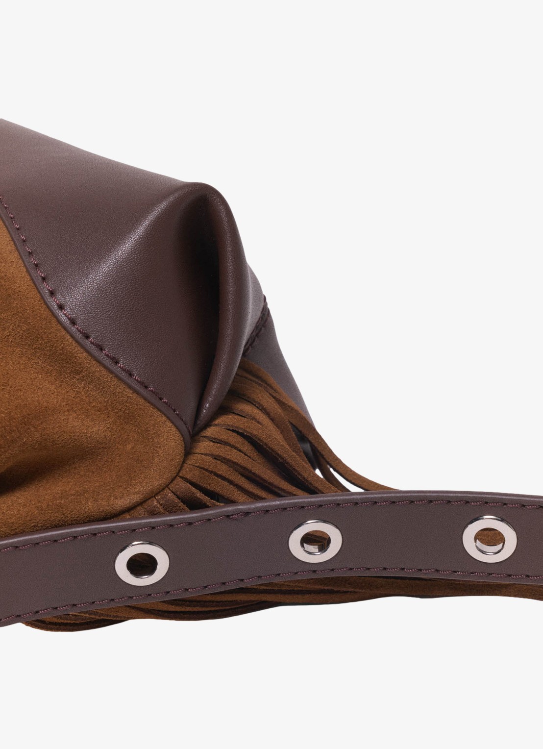Maje Schoudertas van leer - detail 5 bruin