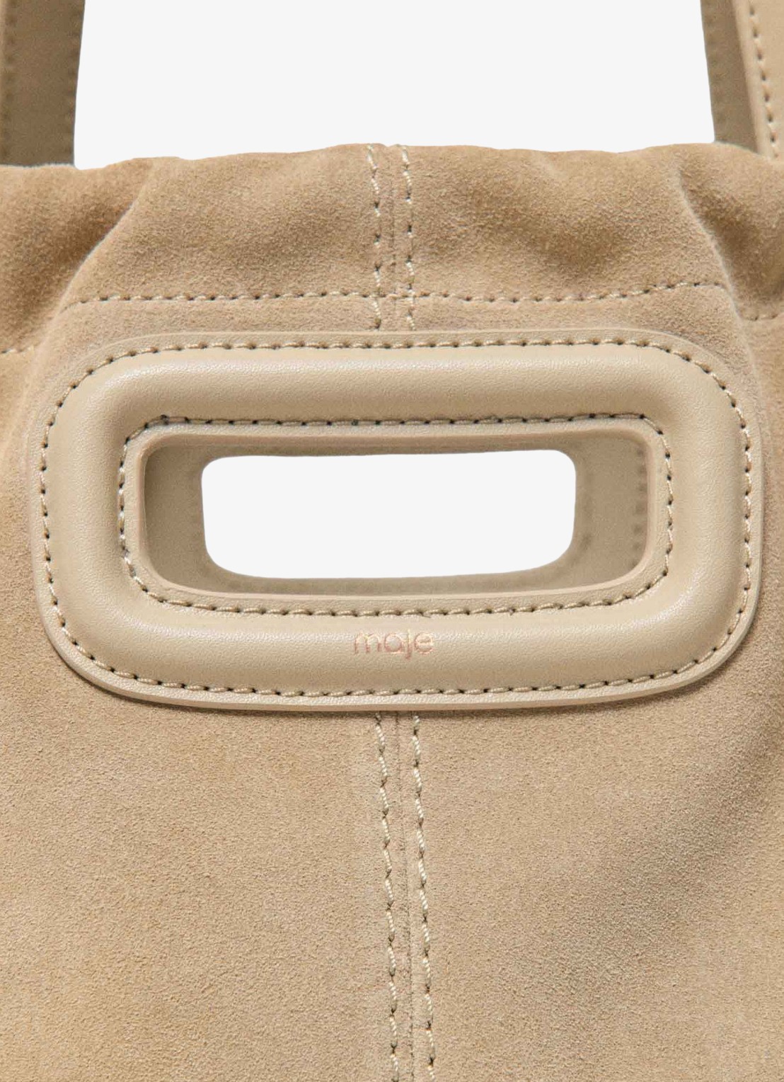 Maje Schoudertas van suède - detail 5 beige