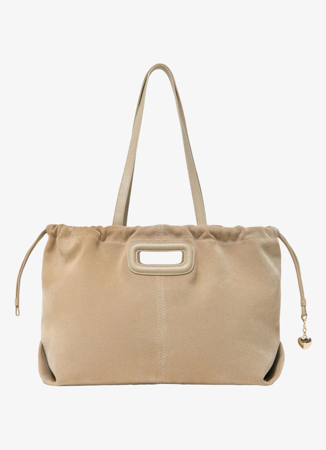 Maje Schoudertas van suède - voorkant beige