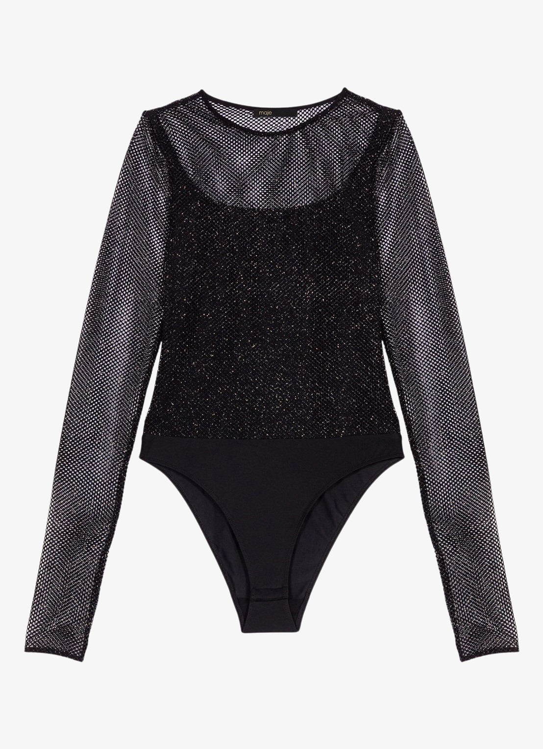 Maje Semi-transparante body met glitter • Zwart • deBijenkorf.be