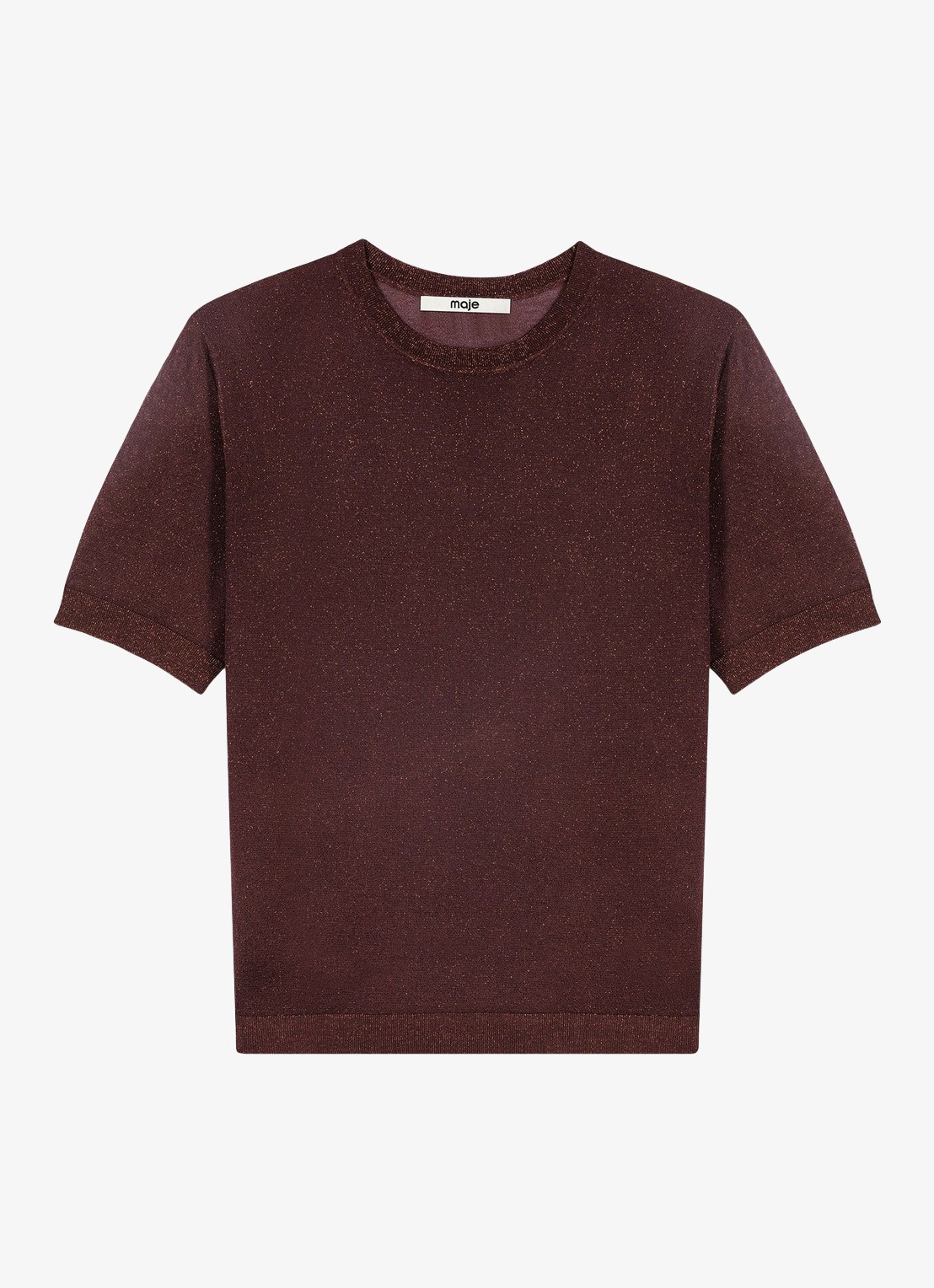 Maje Semi-transparante top met lurex - detail 6 brown / bruin