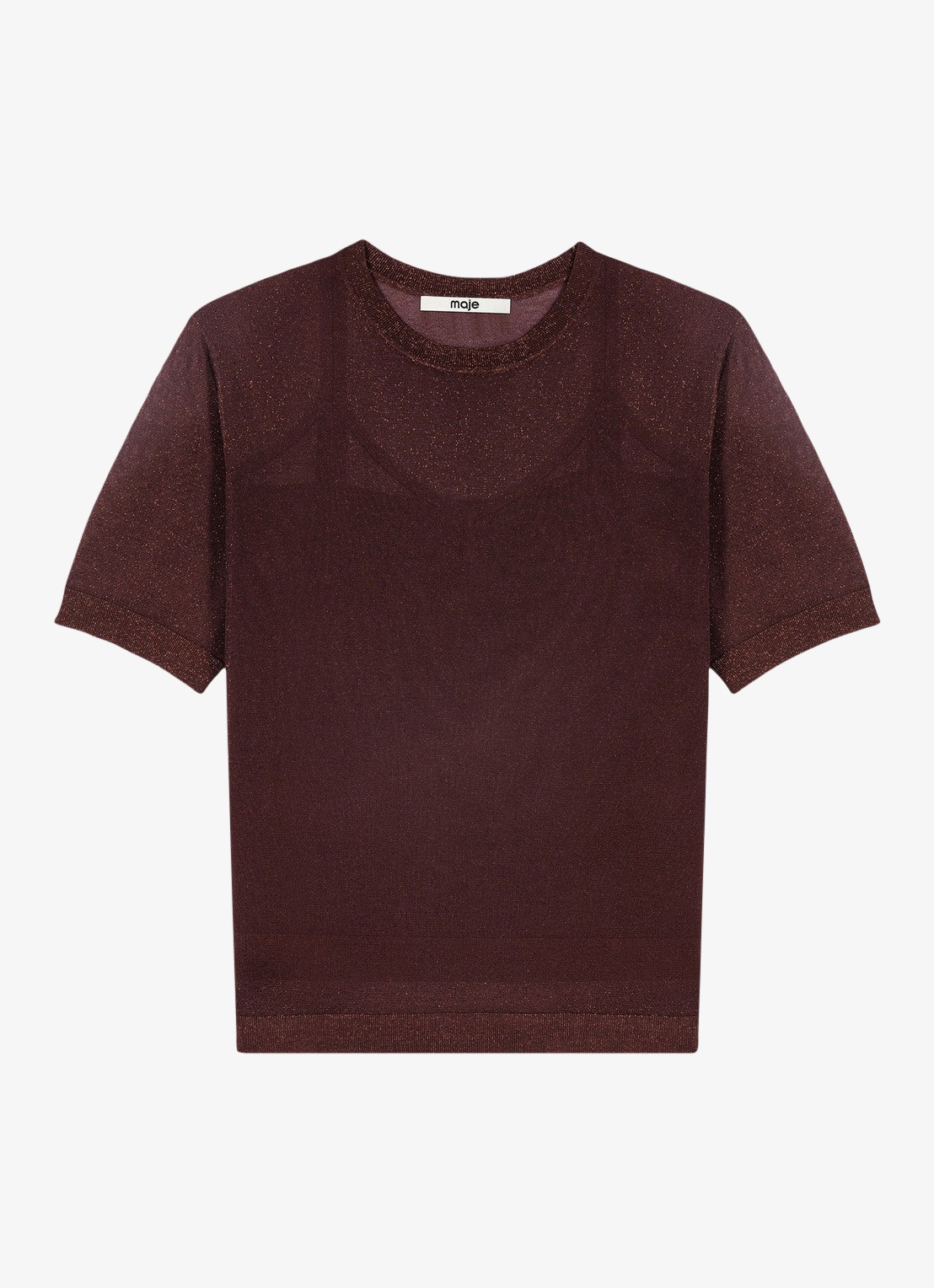 Maje Semi-transparante top met lurex - voorkant brown / bruin