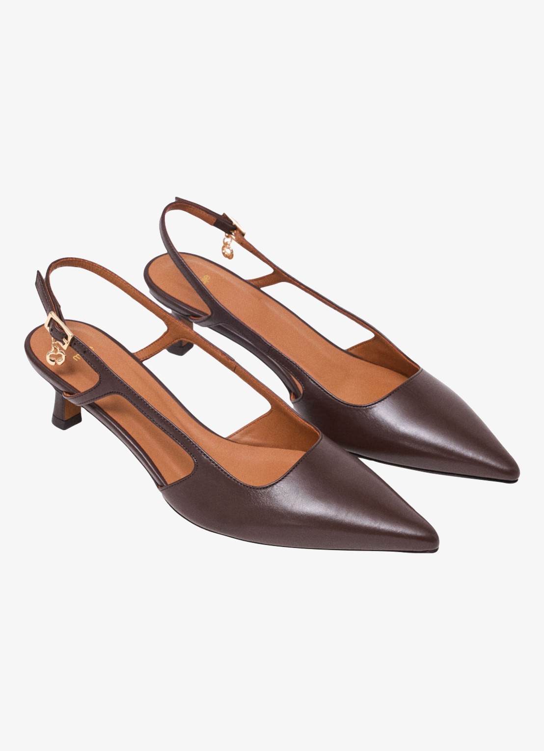 Maje Slingback van kalfsleer - detail 4 bruin