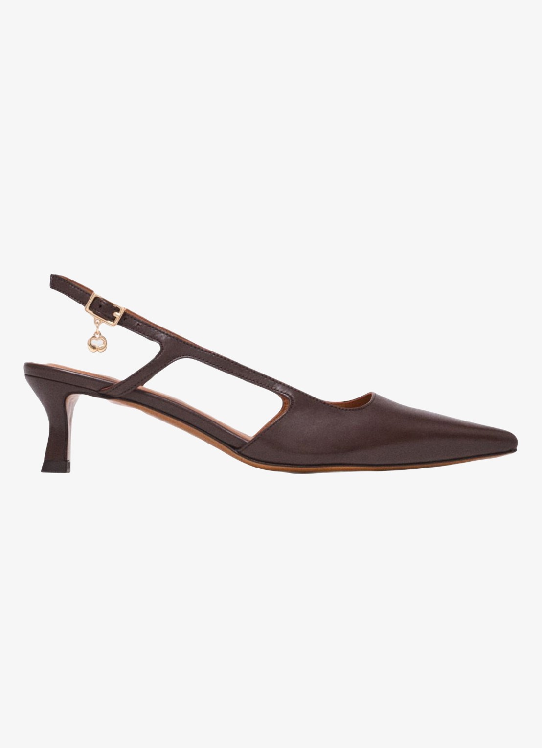 Maje Slingback van kalfsleer - voorkant bruin