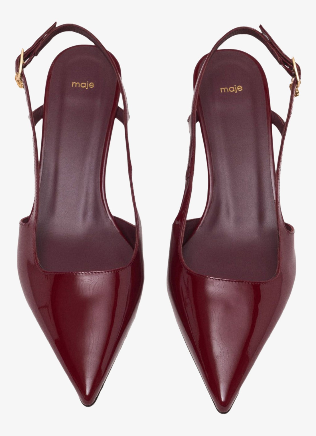 Maje Slingback van lakleer - detail bordeauxrood