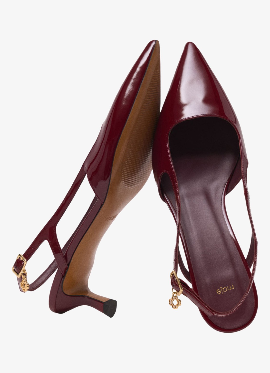 Maje Slingback van lakleer - detail 4 bordeauxrood