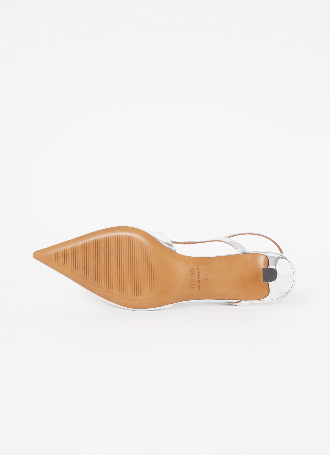 Maje Slingback van leer met metallic finish - detail 4 zilver