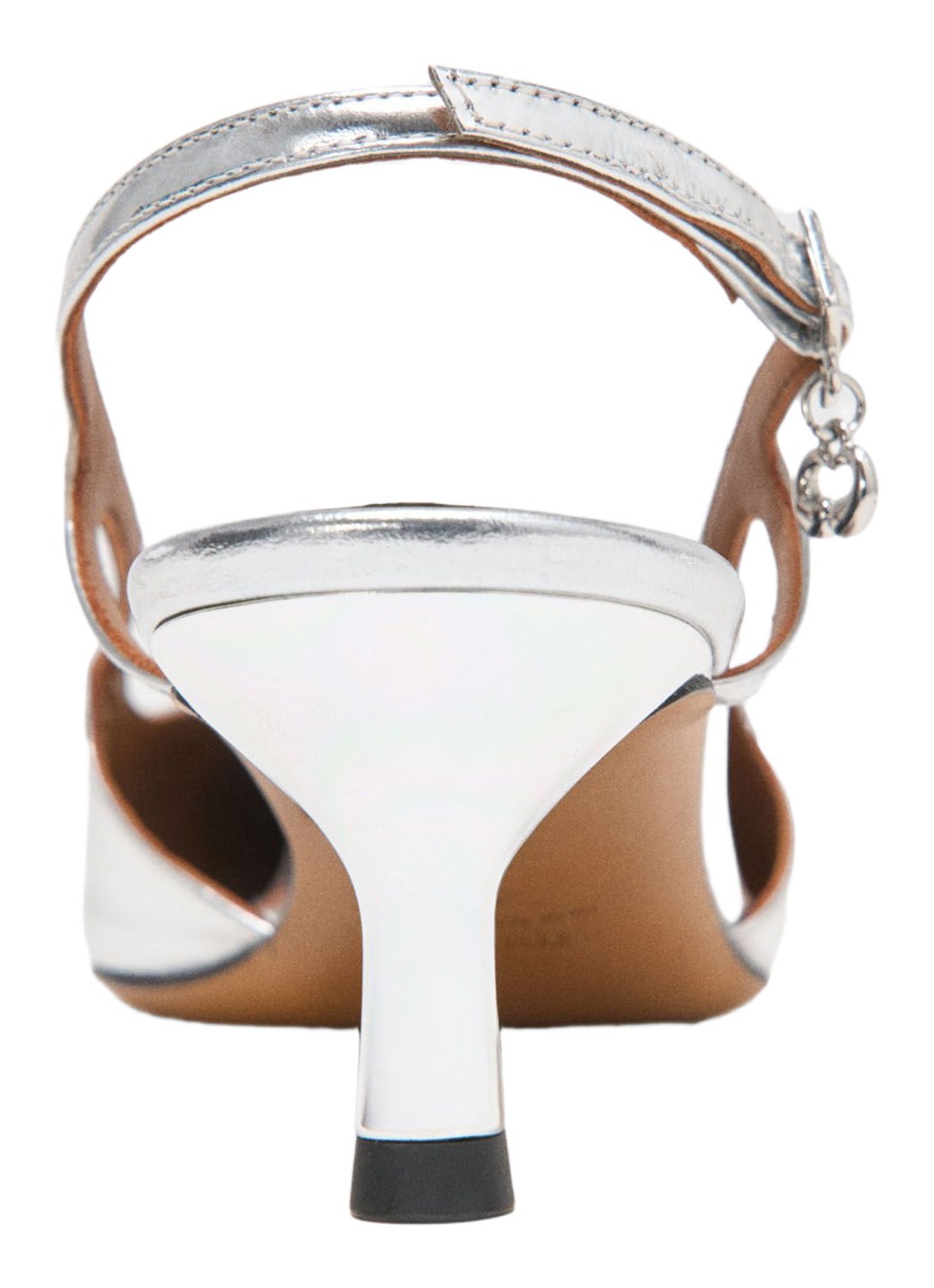 Maje Slingback van leer met metallic finish - achterkant 7 zilver