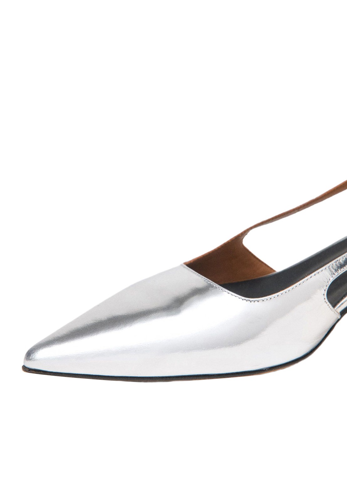 Maje Slingback van leer met metallic finish - detail 3 zilver