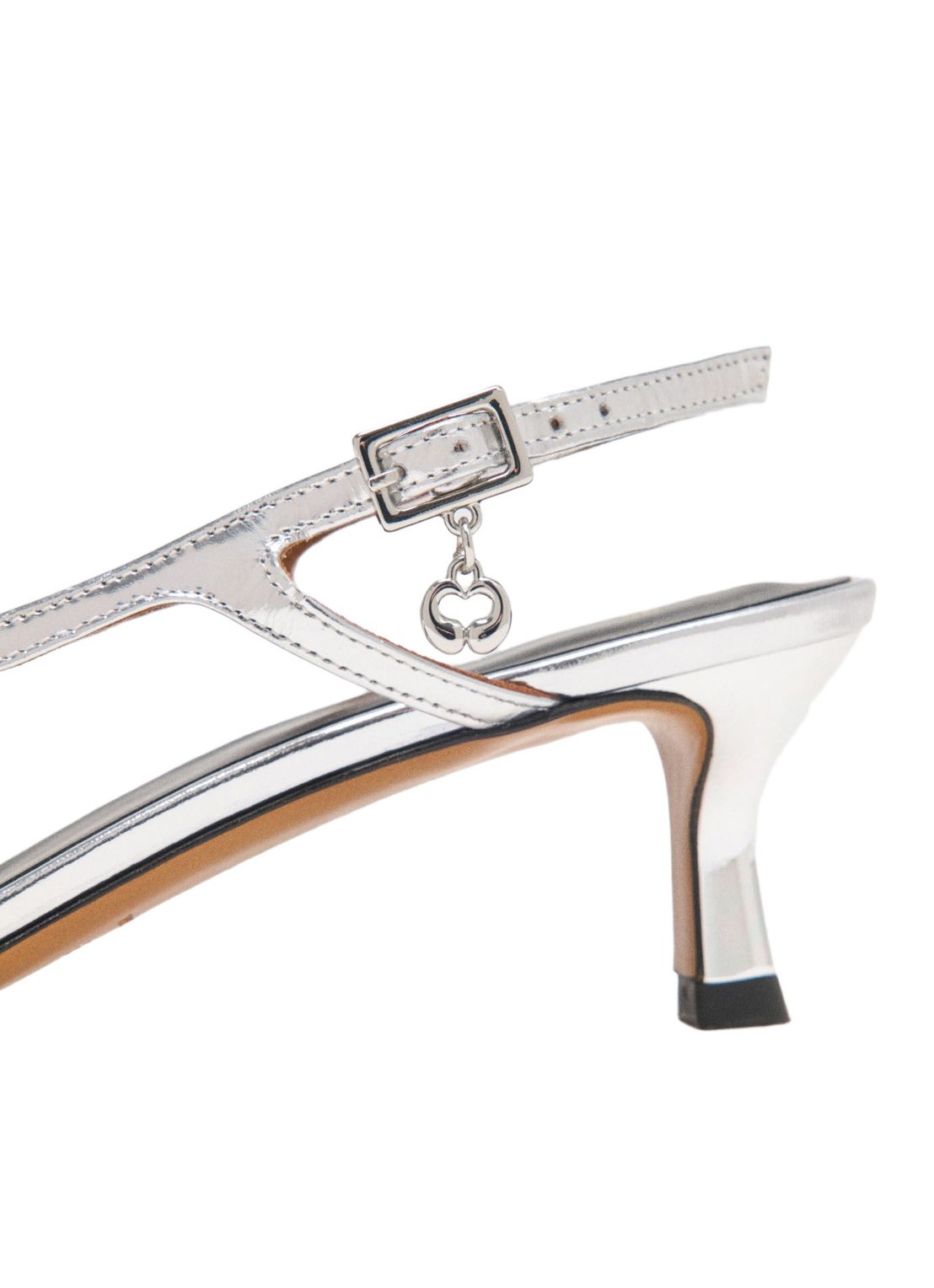 Maje Slingback van leer met metallic finish - detail 4 zilver