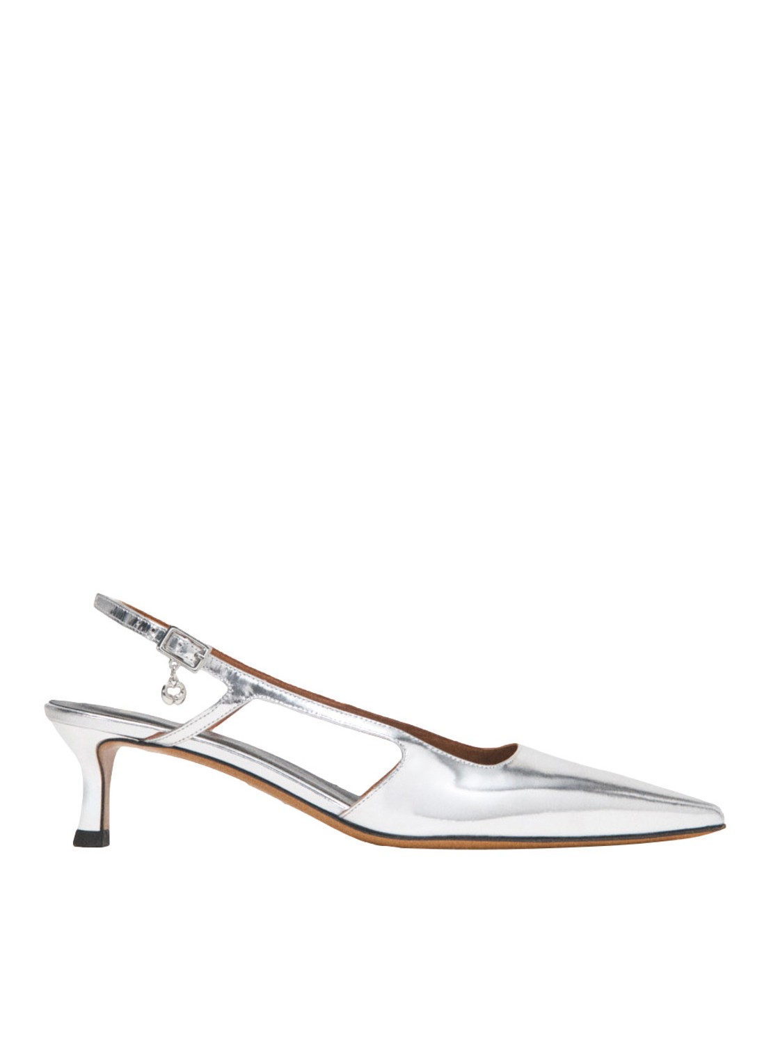 Maje Slingback van leer met metallic finish - voorkant 6 zilver