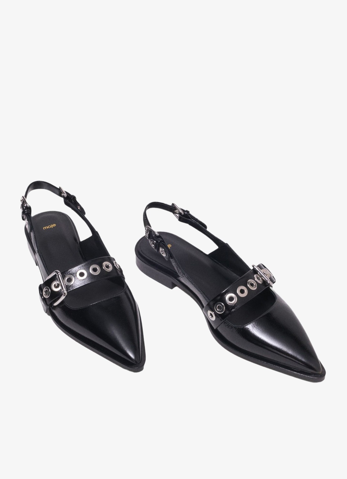 Maje Slingback van leer - detail jeans