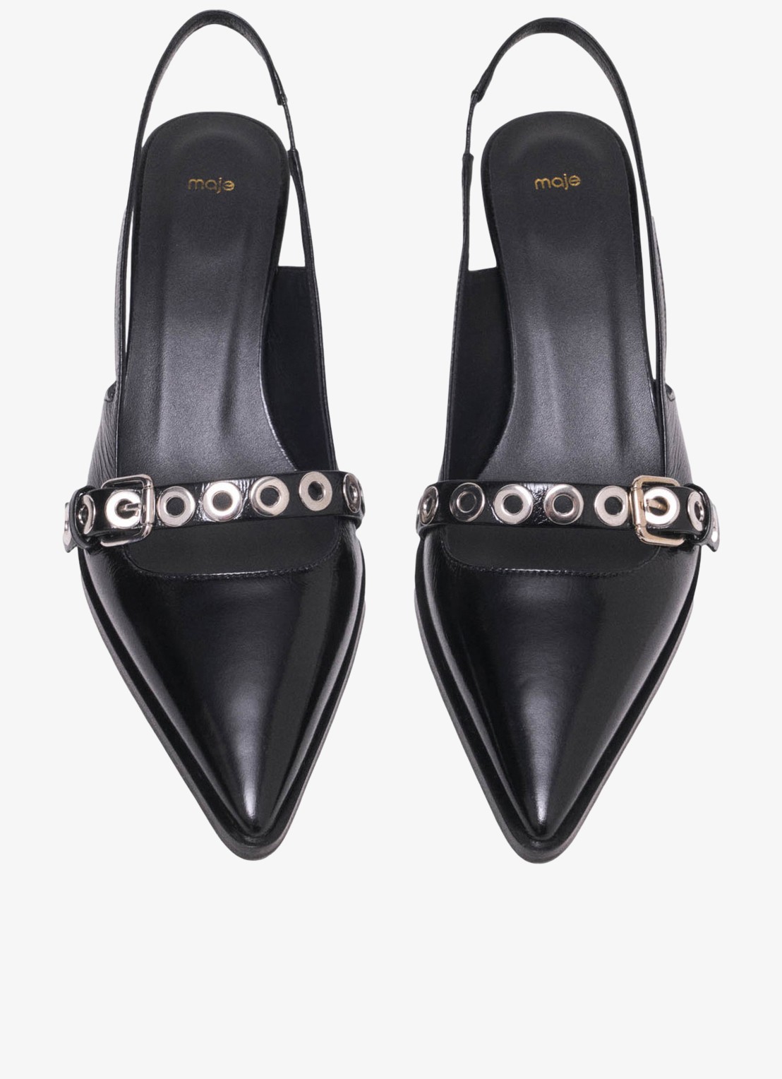 Maje Slingback van leer - detail 3 zwart