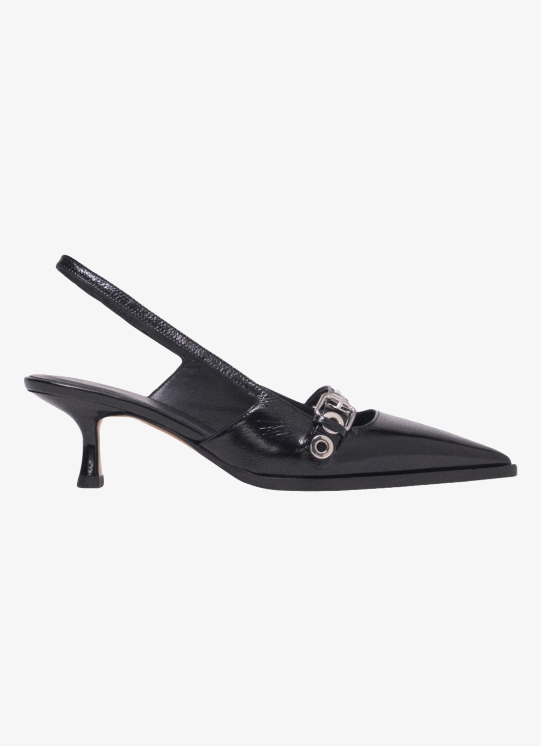 Maje Slingback van leer - voorkant zwart