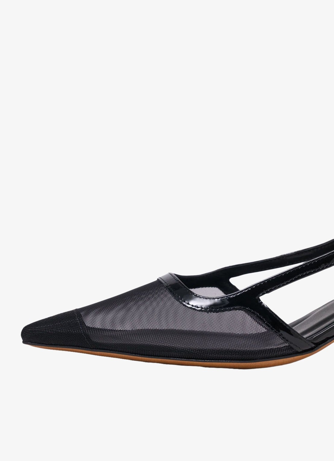 Maje Slingbacks van leer met mesh details - detail 3 jeans