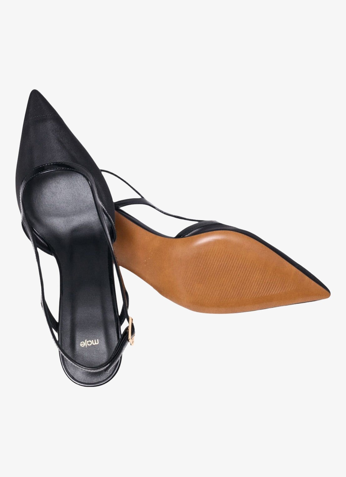 Maje Slingbacks van leer met mesh details - detail 5 jeans