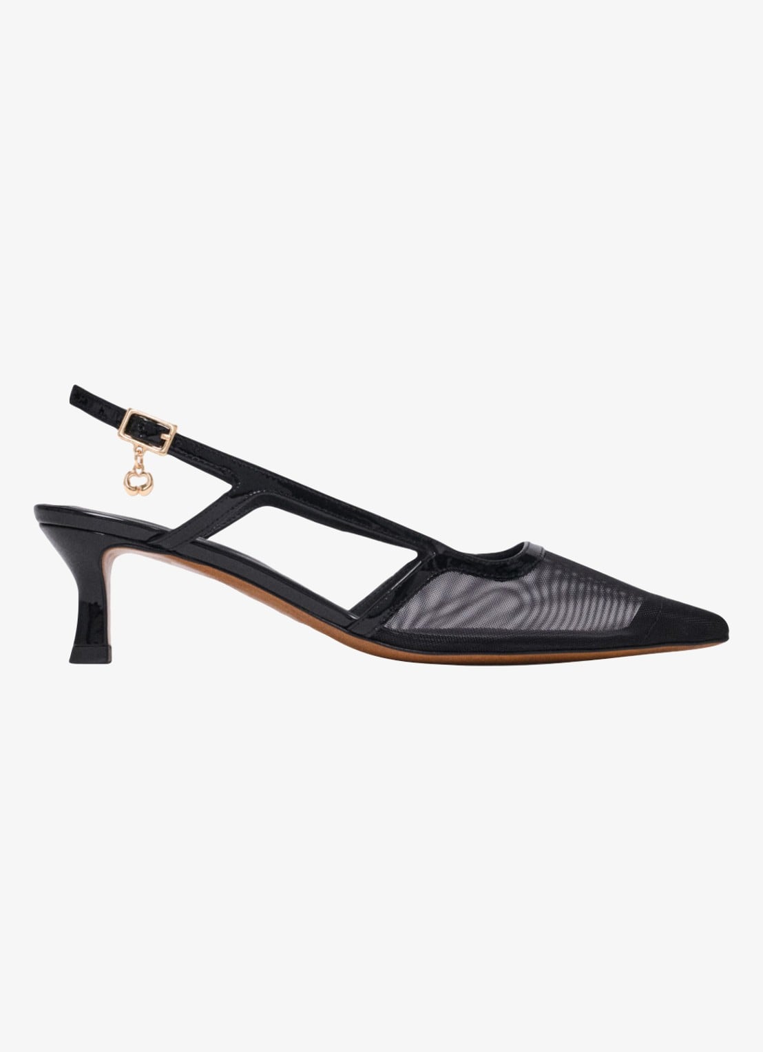 Maje Slingbacks van leer met mesh details - voorkant 6 jeans