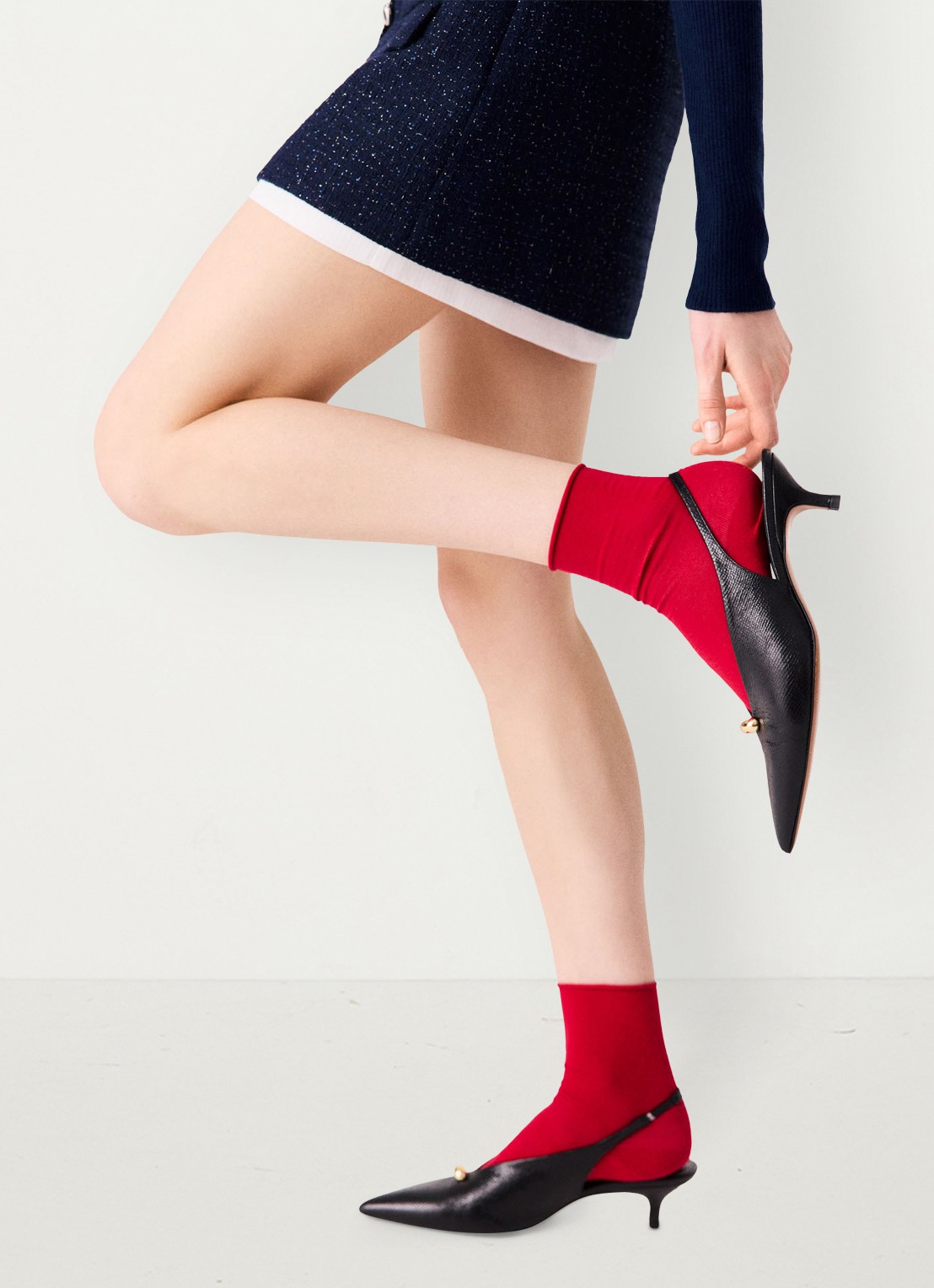 Maje Slingbacks van leer - detail zwart