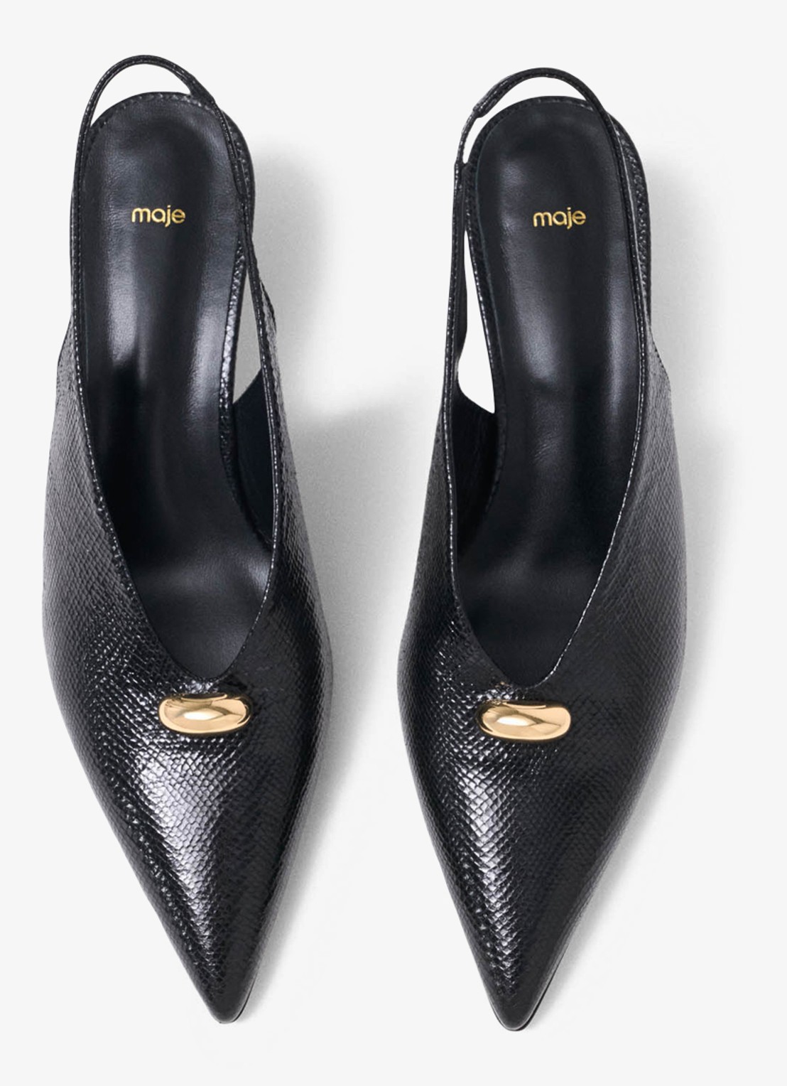 Maje Slingbacks van leer - detail 2 zwart