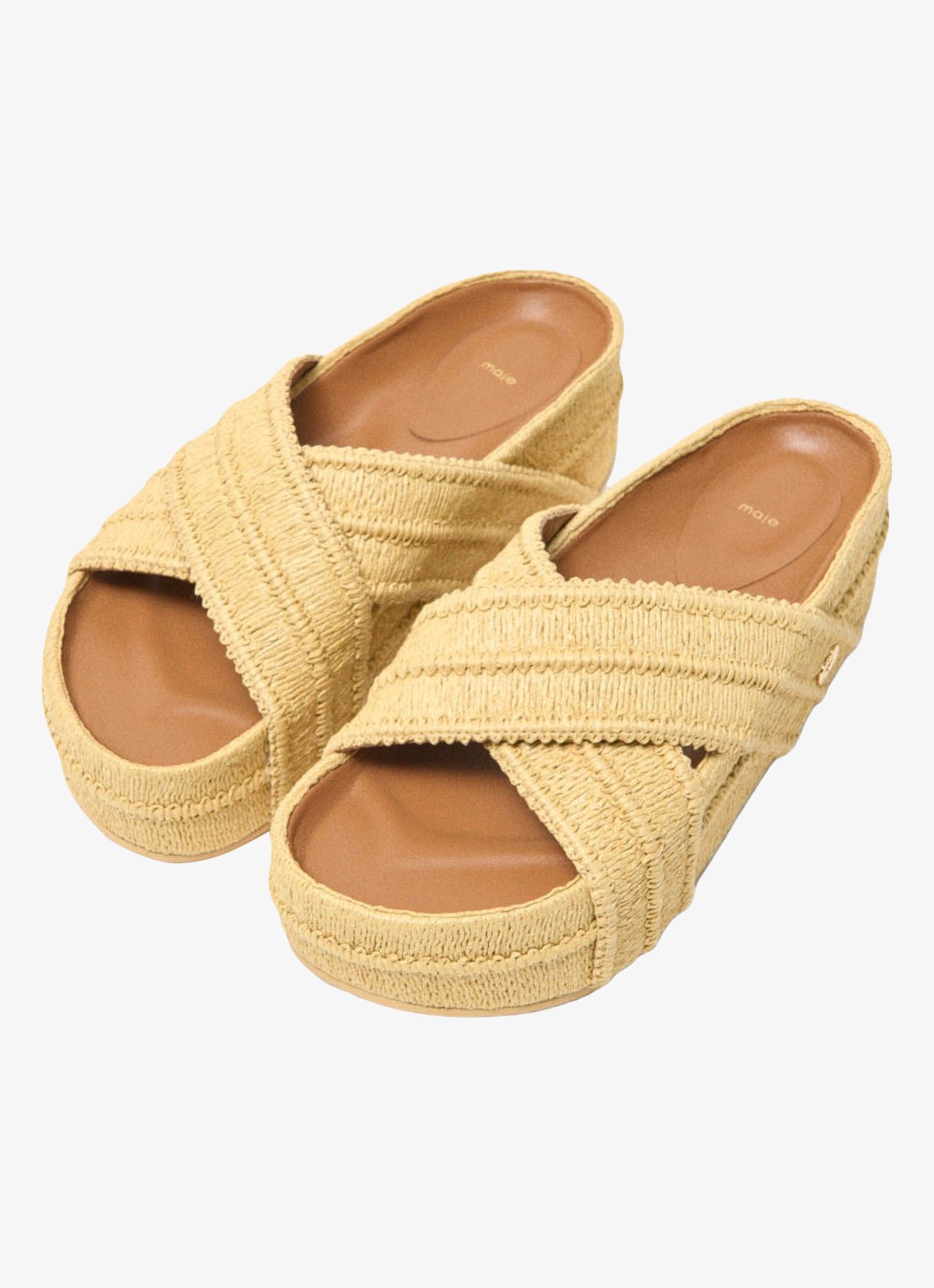 Maje Slipper met gevlochten detail en plateauzool - detail 3 beige