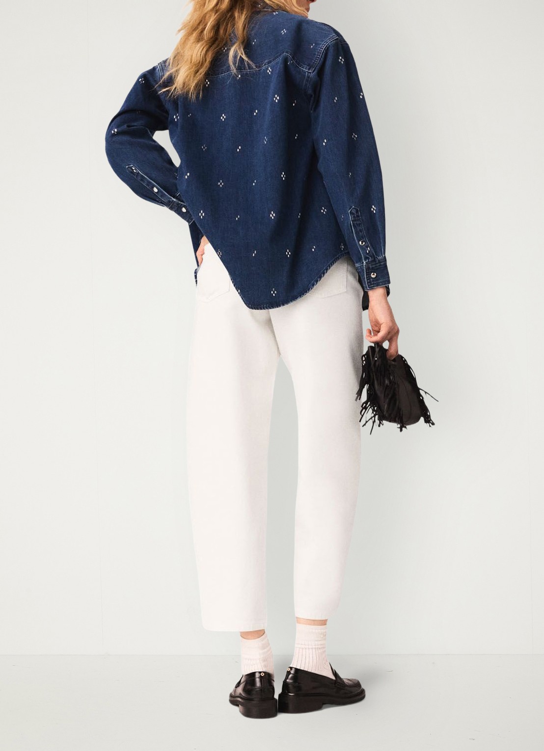 Maje Spijkerjas met strass en borstzak - achterkant 6 donkerblauw