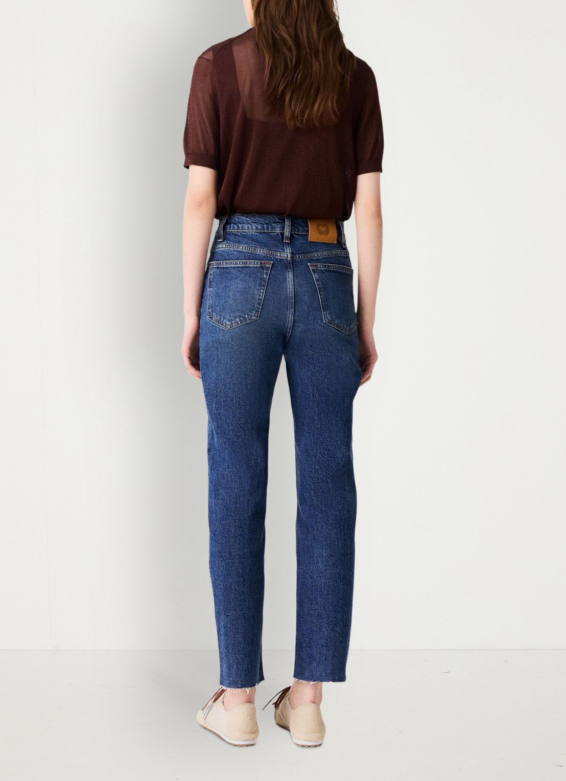 Maje Straight leg jeans met sierlijke broche - achterkant 3 donkerblauw
