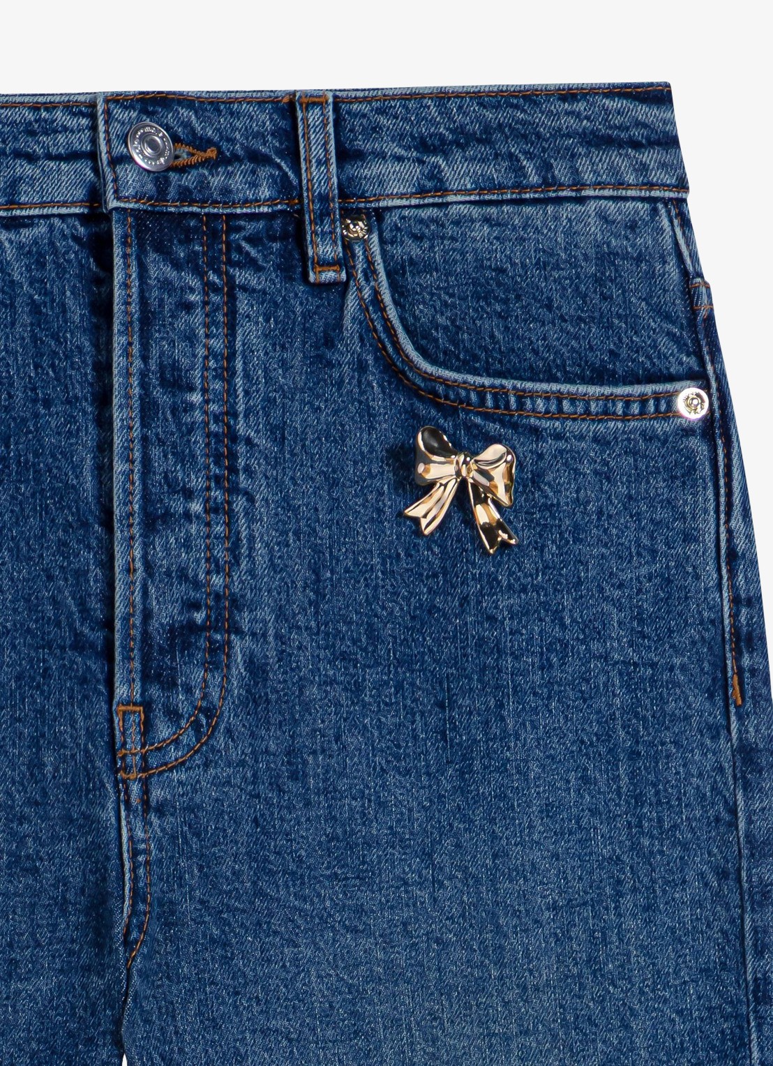 Maje Straight leg jeans met sierlijke broche - detail 7 donkerblauw