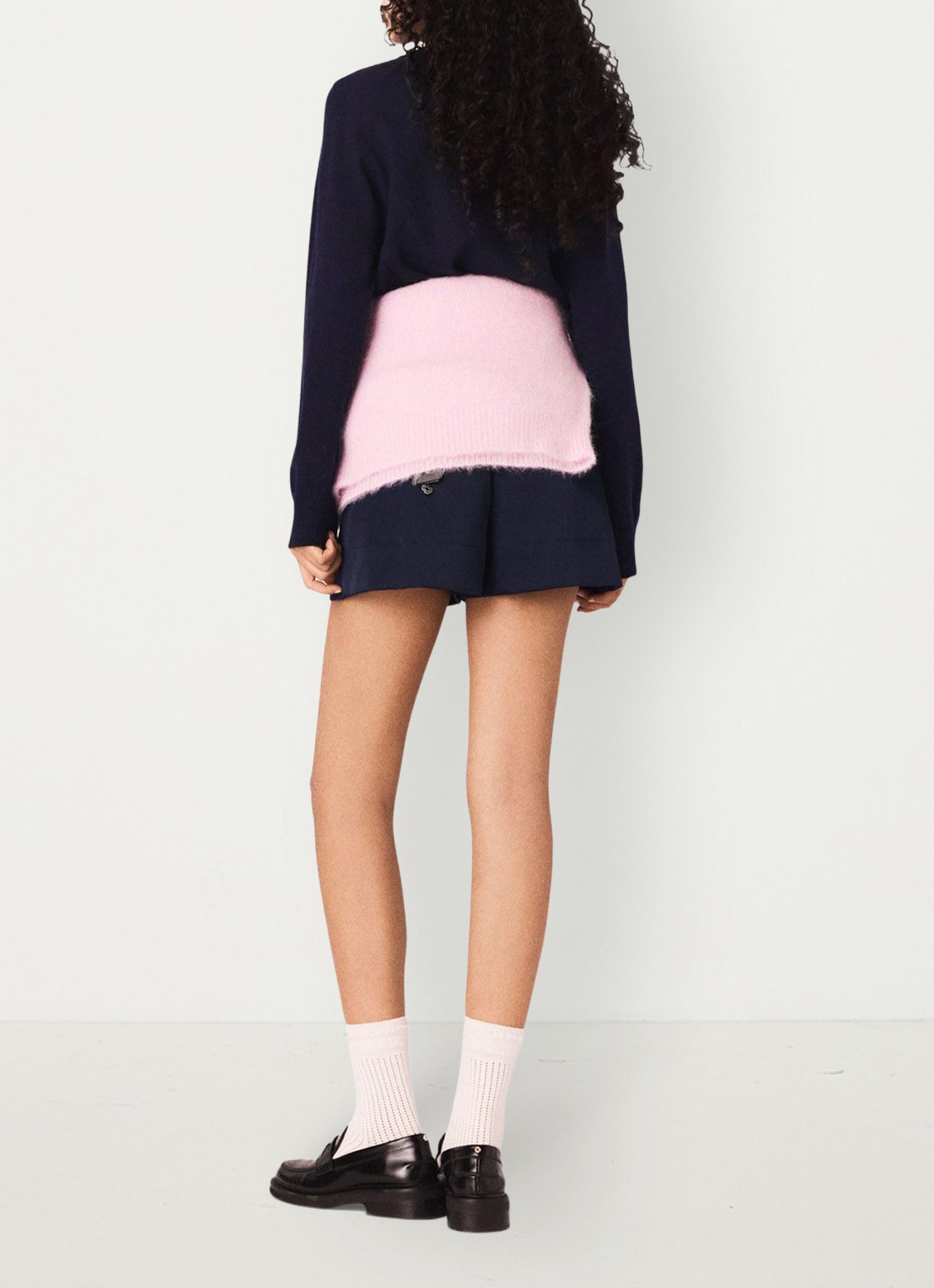 Maje Sweater in wolblend met print - achterkant donkerblauw