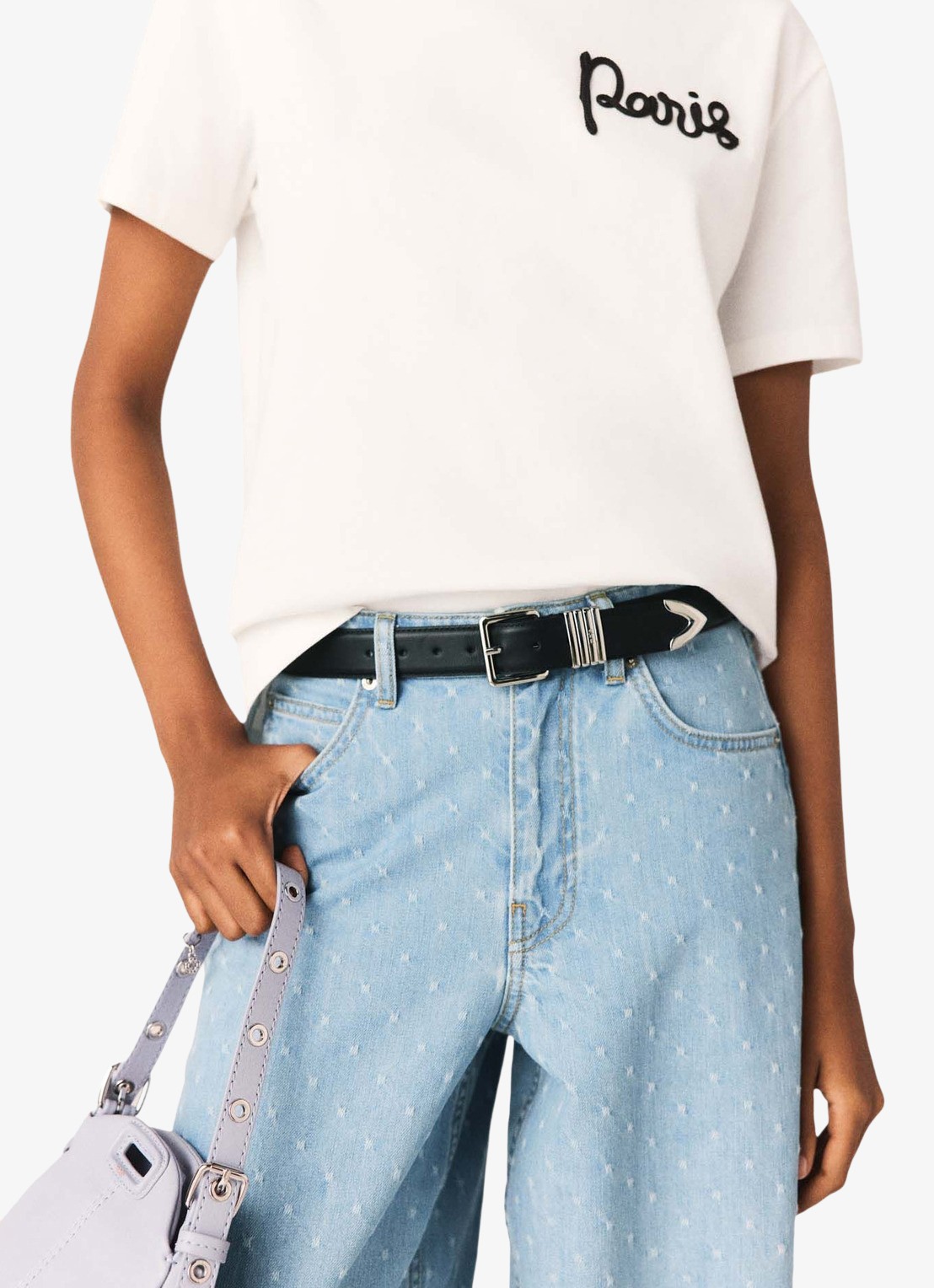 Maje T-shirt met borduring - detail 4 wit