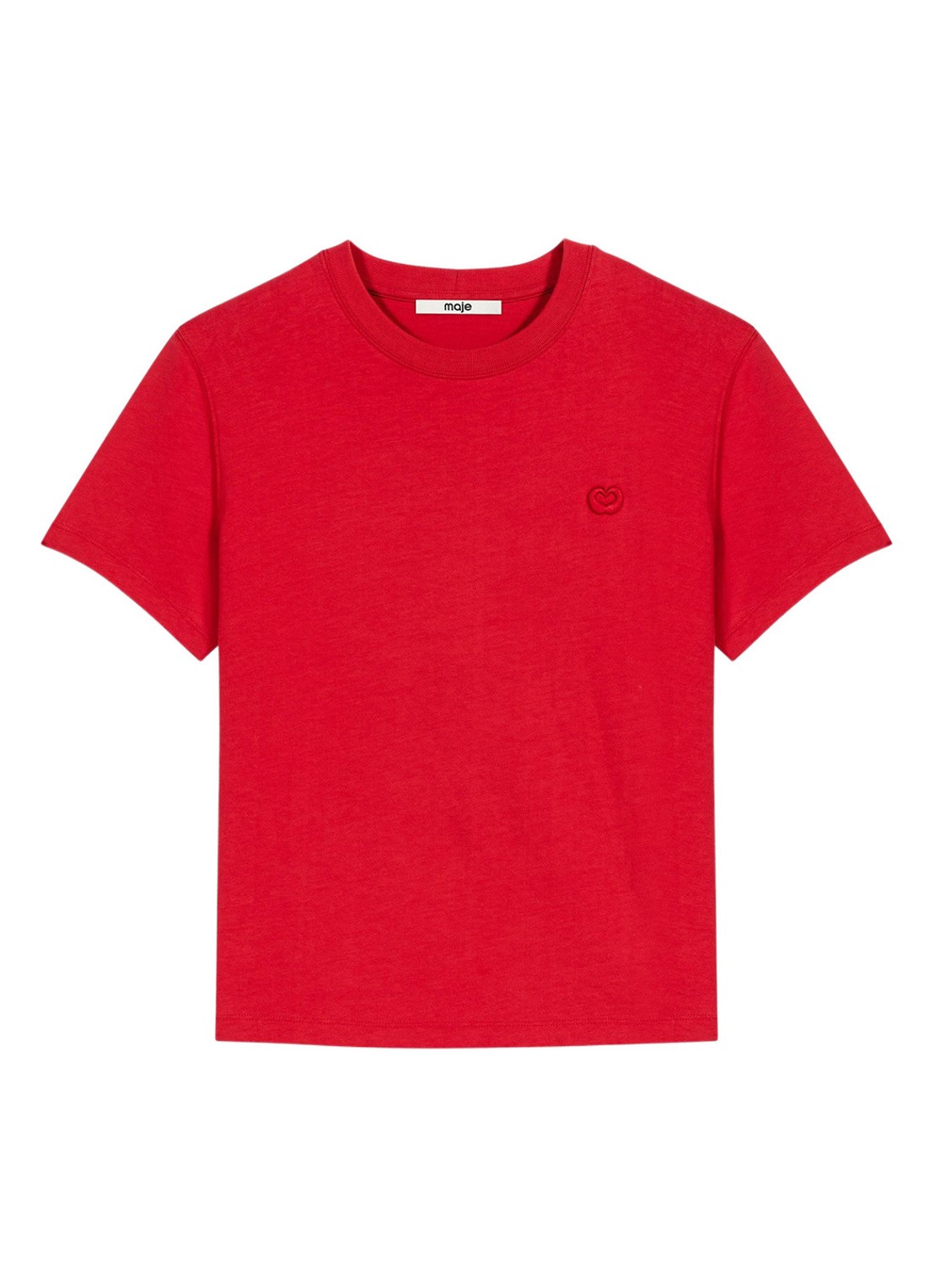 Maje T-shirt met borduring - voorkant steenrood