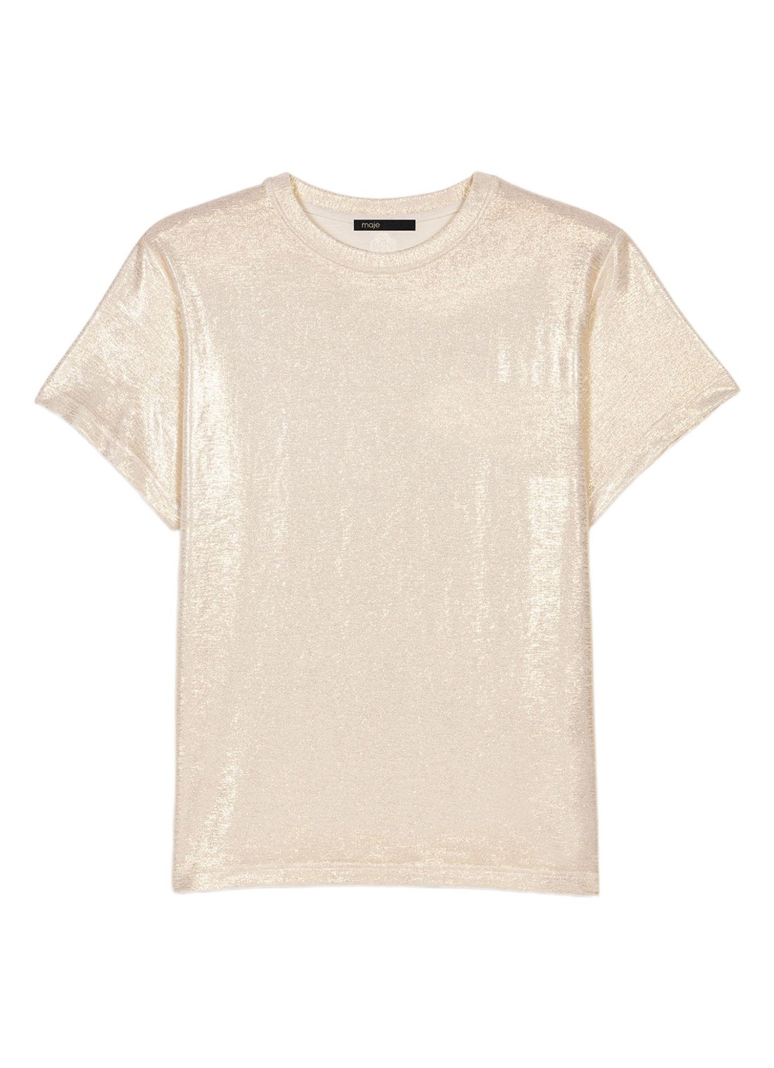 Maje T-shirt met glanzende finish - voorkant 6 goud