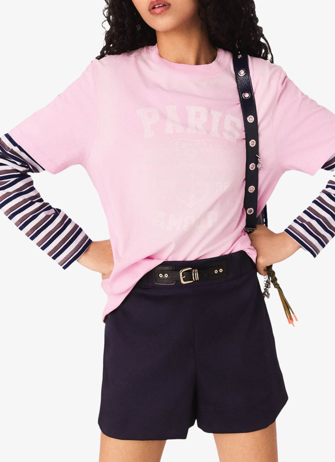 Maje T-shirt met print - detail 3 roze