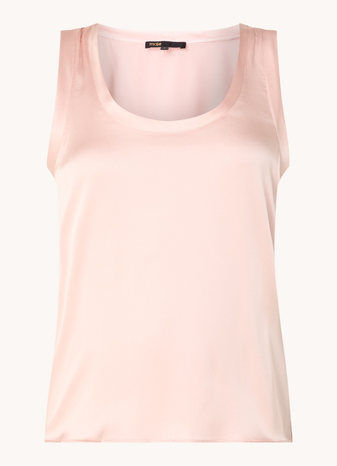 Maje Tanktop in zijdeblend met glanzende finish - voorkant 3 lichtroze