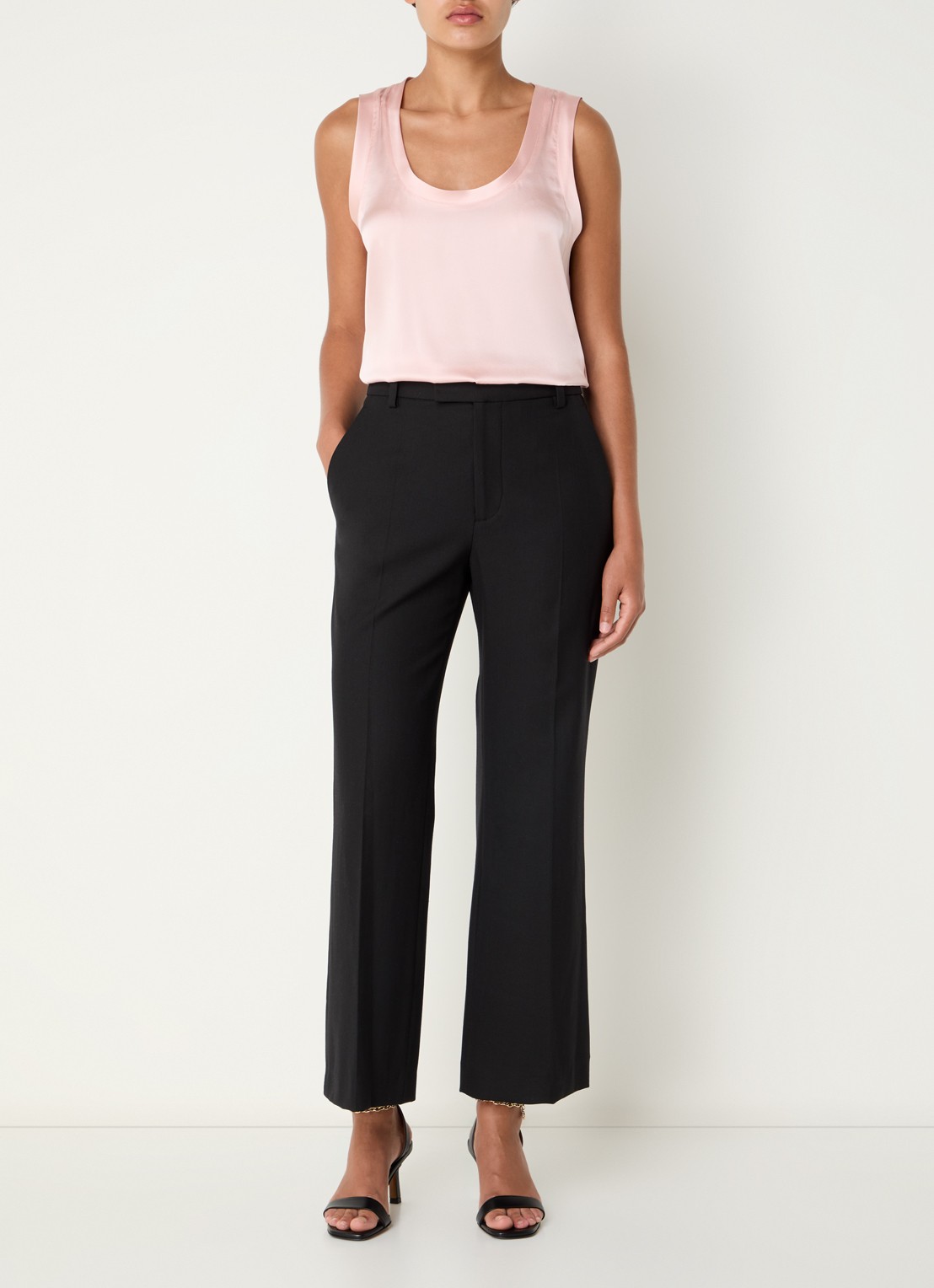 Maje Tanktop in zijdeblend met glanzende finish - voorkant 4 lichtroze