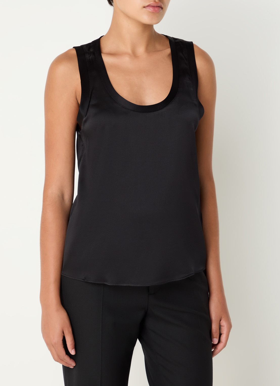 Maje Tanktop in zijdeblend met glanzende finish - detail 3 zwart