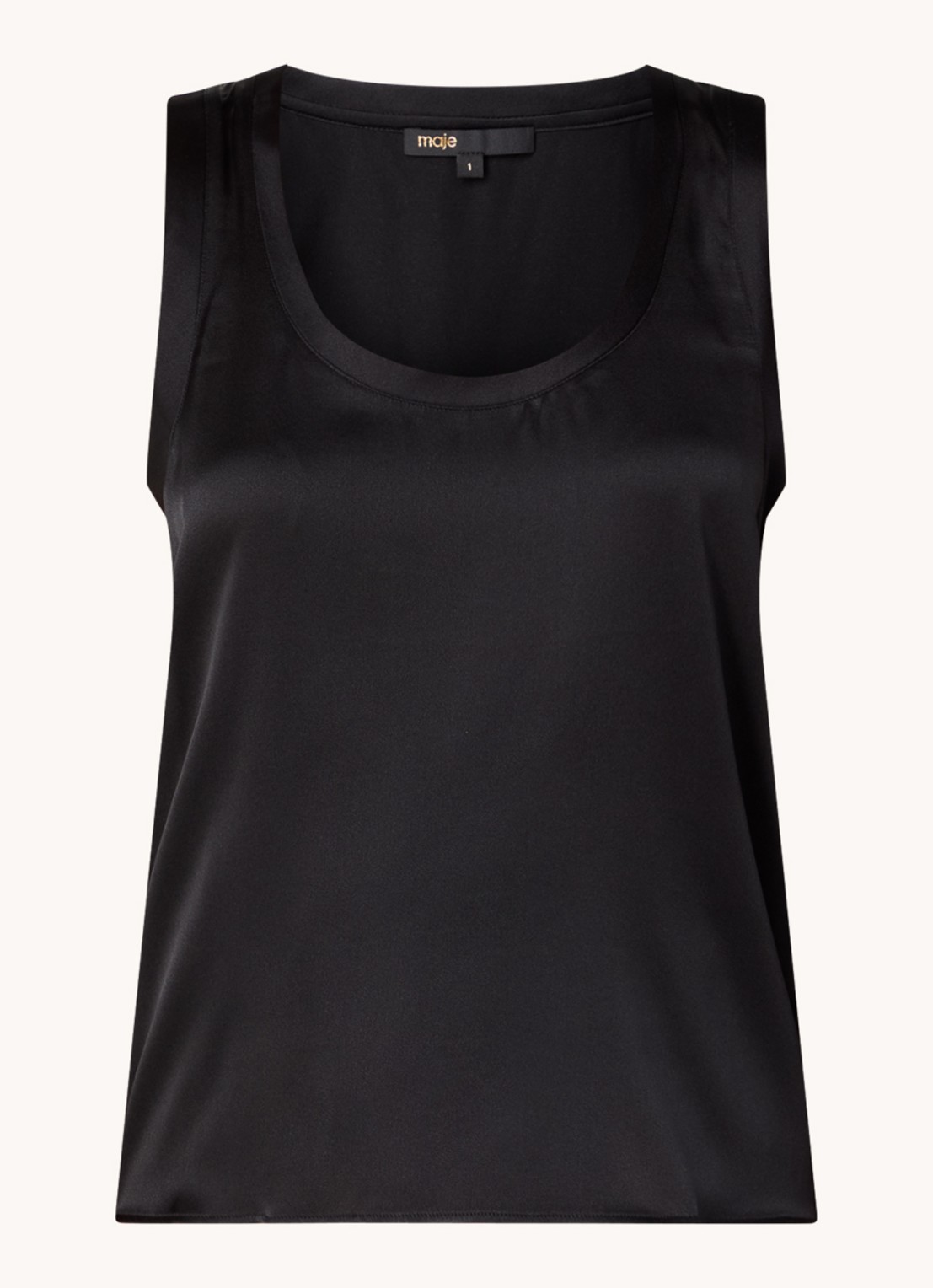 Maje Tanktop in zijdeblend met glanzende finish - voorkant zwart