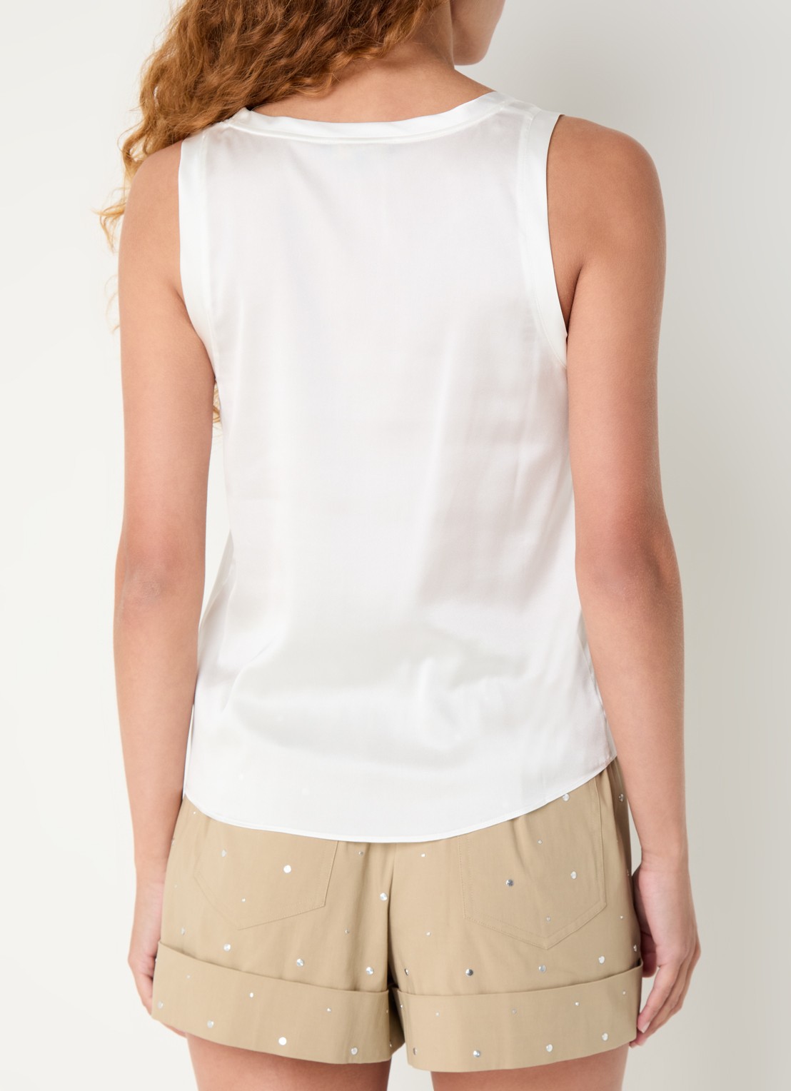 Maje Tanktop in zijdeblend met glanzende finish - achterkant 3 wit