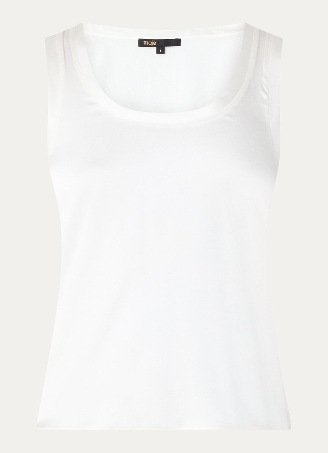 Maje Tanktop in zijdeblend met glanzende finish - voorkant wit