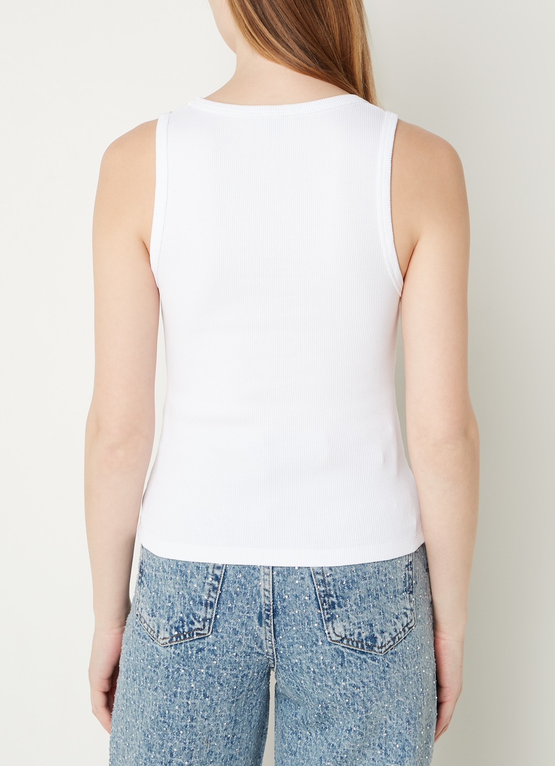 Maje Tanktop met ribstructuur en logoborduring - achterkant 4 wit