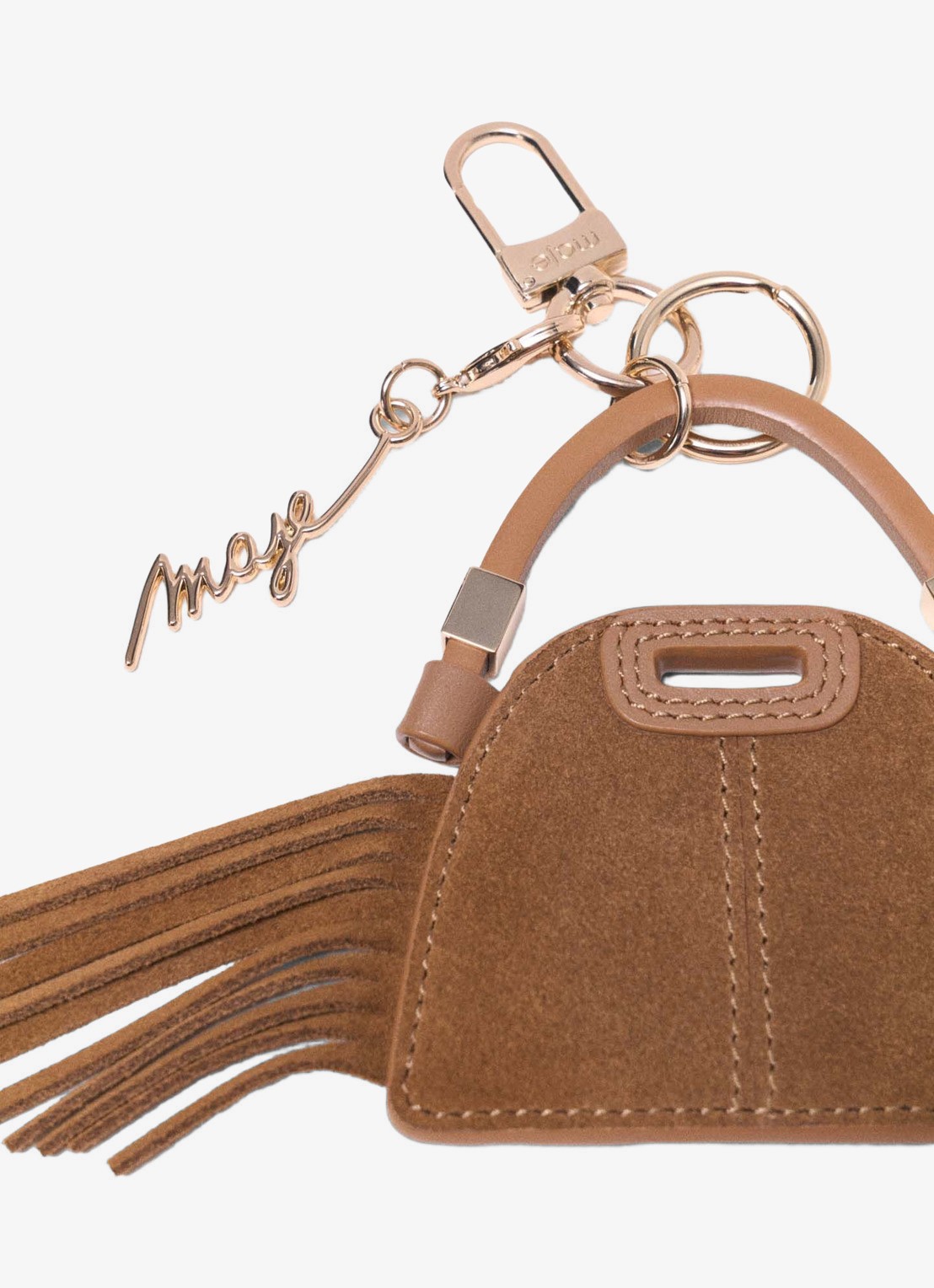 Maje Tasbedel van leer - detail 5 camel