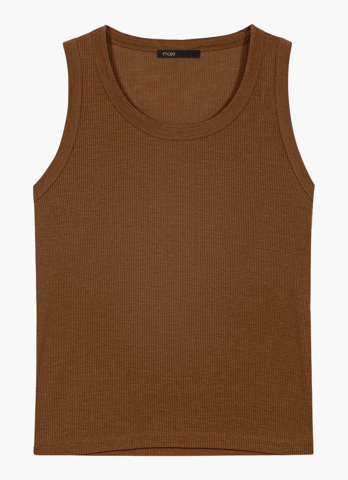 Maje Ticrosa tanktop van lyocell met ribstructuur  - voorkant 5 bruin