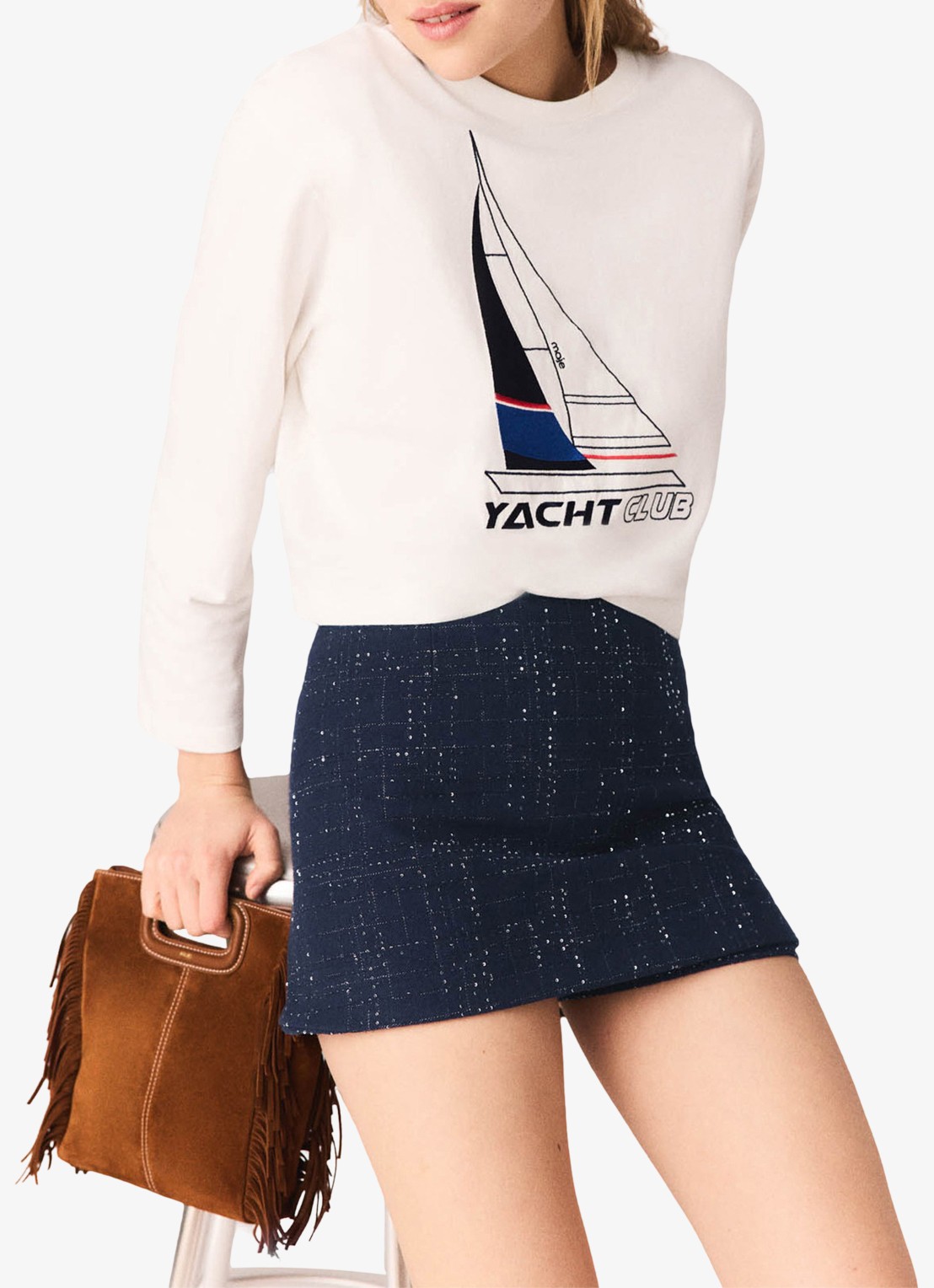 Maje Tiyacht longsleeve met print - detail 2 wit