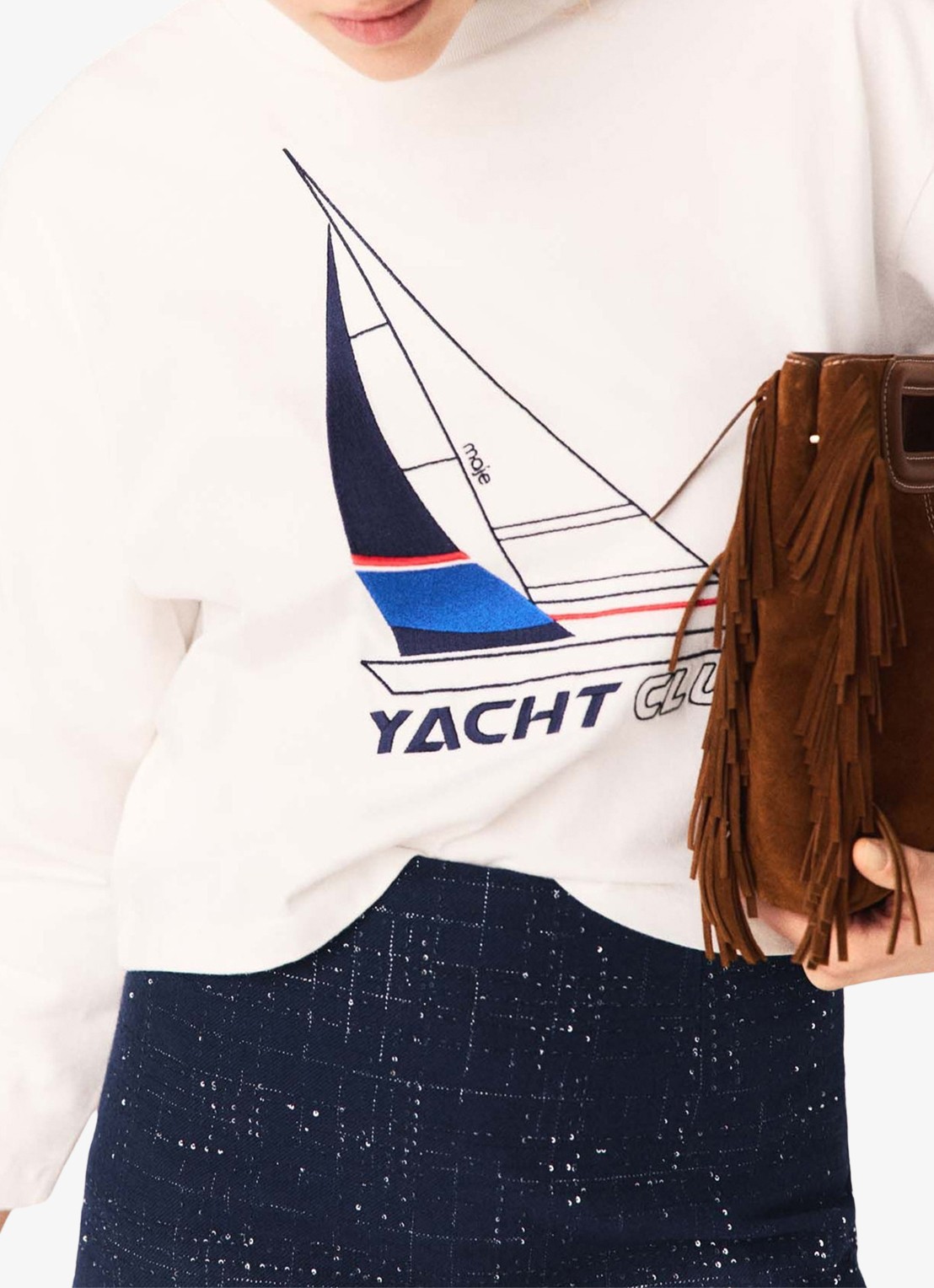 Maje Tiyacht longsleeve met print - detail 3 wit