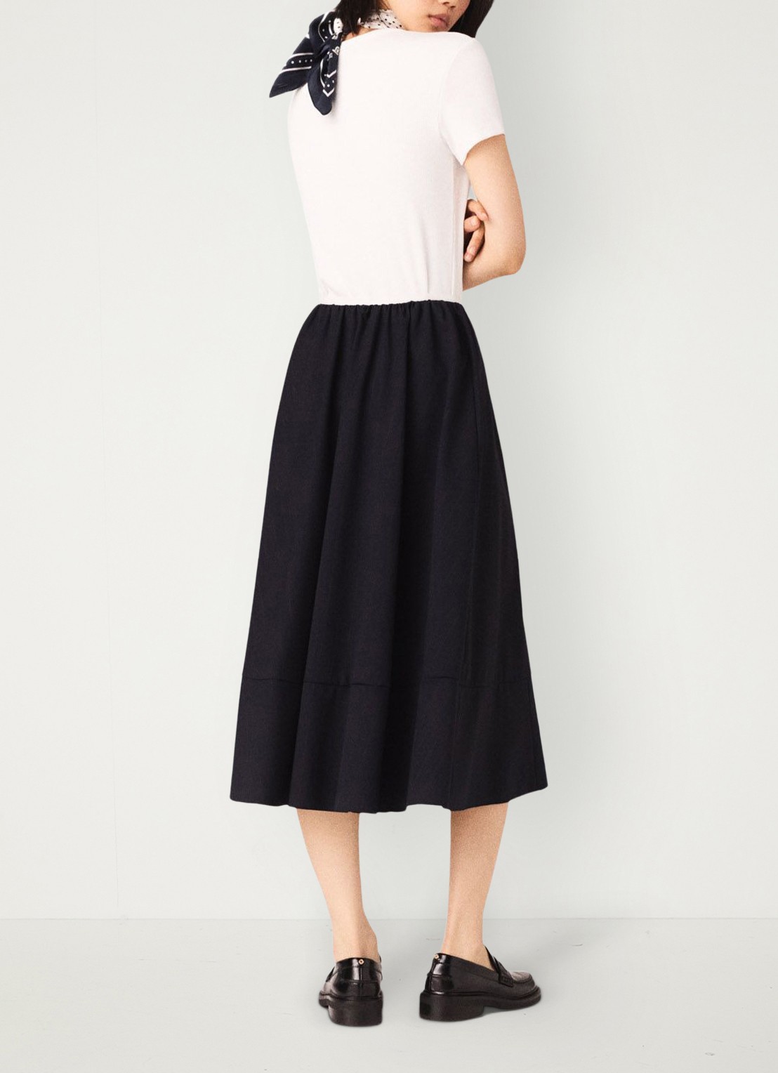 Maje Tono T-shirt met ribstuctuur  - achterkant 6 wit