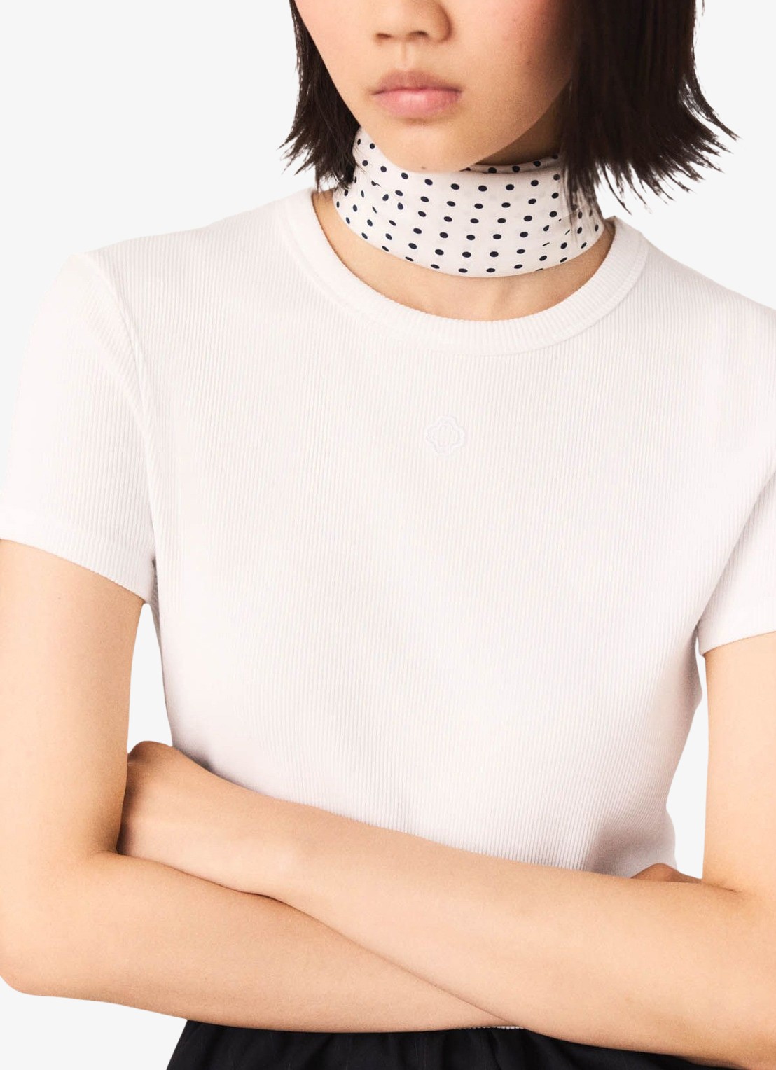 Maje Tono T-shirt met ribstuctuur  - detail 3 wit