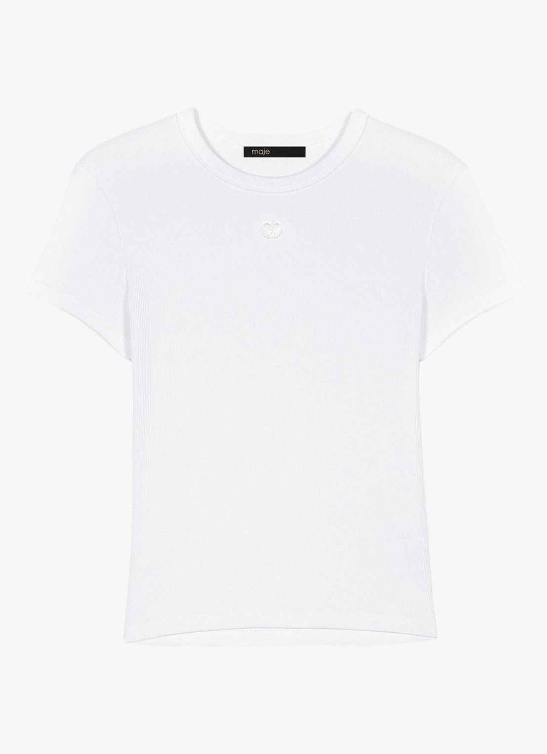 Maje Tono T-shirt met ribstuctuur  - voorkant 4 wit
