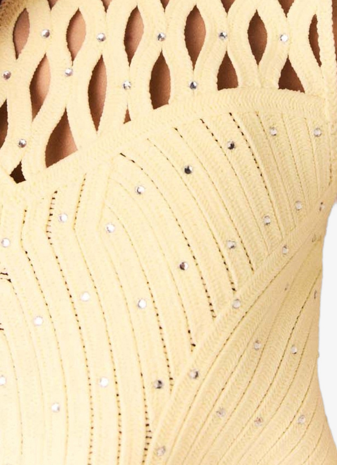 Maje Top met opengewerkt detail en strass - detail 5 geel