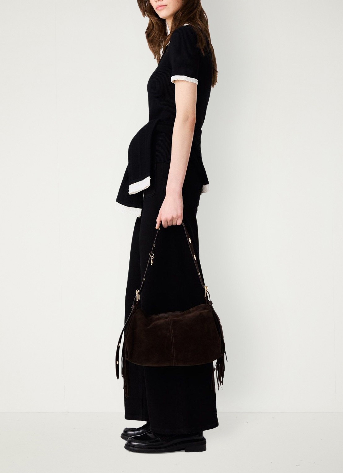Maje Top met ribstructuur - detail 4 zwart