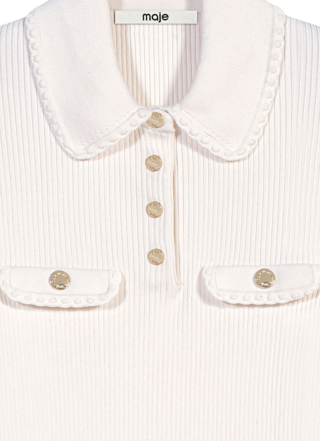 Maje Top met ribstructuur - detail 8 creme